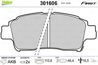 Колодки тормозные дисковые передние 301606 от фирмы VALEO