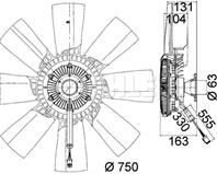 Sprz?g?o wentylatora ch?odnicy (z wiatrakiem, 750mm, ilo?? ?opat 8, il