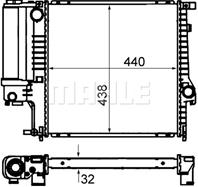 Kbw124 радиатор, охлаждения двигателя bmw e36 92-00 c термо-выкл. c/бе