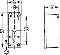 2XS 005 020-001_фонарь габаритный !красн./бел. без