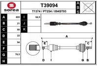 T39094_привод правый!805mm без ABS Peugeot 106  C