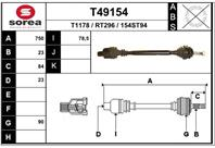 T49154_привод правый! 742mm Renault Megane Scenic