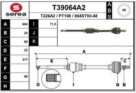 T39064a2 привод правый! 880mm d48 abs peugeot 306 1.1/1.4 ma5a 93&gt