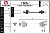 T49097_привод левый! 638mm Renault 19 1.4-1.9D JB