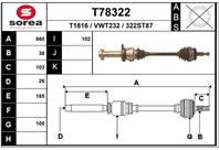 T78322 привод передний правый! 865mm vw t5 2.0/1.9tdi 03&gt