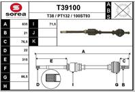 T39100 привод правый! 835mm citroen c15  peugeot 205 1.0-1.4 ma 87&gt