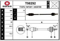 T98292_привод правый! 890mm Nissan Micra III K12 1.2-1.4 03&gt