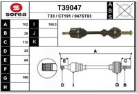 T39047 привод левый! 702mm peugeot j5  citroen c25  fiat ducato 1.8-2.5td 87&gt