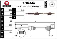 T68414a привод правый! 1053mm ford transit 2.2d 06&gt