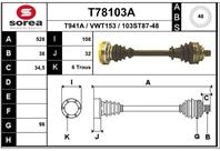 T78103a привод! 528mm abs vw transporter 1.8-2.5/1.9d-2.5td 90&gt