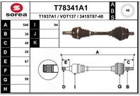 T78341a1 привод левый! 546mm abs volvo s60/v70 2.3-2.5i/d 01&gt
