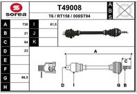T49008_привод правый! 728mm renault r9/r11 1.1/1.