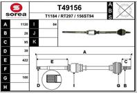 T49156 привод правый! 1120mm renault master 2.5d/2.8tdi pf1 97-00