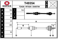 T49354_привод правый! 790mm ABS Renault Logan 1.6 04&gt/Clio 05&gt