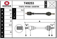 Полуось левая Ren Laguna II 1.8-2.0 16V АКПП