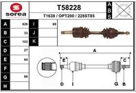 T58228 привод правый! 626mm opel zafira/astra 2.2dti 02-05