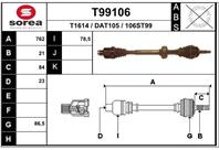 T99106 привод правый! 761mm dacia logan 1.4-1.6i 04&gt