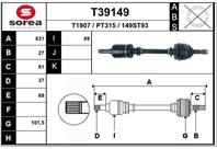 T39149 привод левый! 631mm citroen c8  fiat ulysse  lancia phedra  peugeot 807 2.2hdi/jtd 02&gt