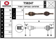 T58247_привод левый! 580mm opel astra/zafira 1.9c