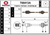 T68413a_привод левый! 793mm ford transit 2.2d 06&gt