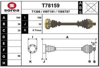 T78159 привод! 540mm vw transporter 2.0-2.8/1.9d/2.4d/2.5td 90&gt