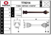 T78314_привод правый! 751mm VW Golf/Jetta/Touran 1.9/2.0TDi 03&gt