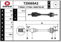 T29069A2_привод левый! 648mm D48 ABS Peugeot 605  Citroen XM 2.0-3.0 ME5T &lt94