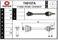 T49157A_привод левый! 669mm ABS Renault Master 2.5D/2.8TDi PF1 97-00