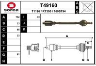 T49160_привод правый! 751mm Renault Laguna 2.0i/1