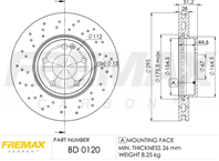 Тормозной диск, PERFORATED Передний Mercedes Benz Cla180(295х51)