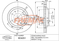 Диск тормозной передний Chevrolet Trailblazer, GMC Envoy 02->05 высокоуглеродис