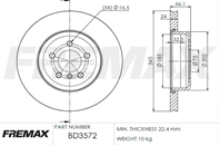 Диск тормозной задний BMW 3-сер F30, GT F34, 4-сер F36, F34 M-sport 13-  345x24 mm