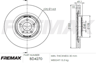 Диск тормозной передний Infiniti QX70, Q50, Q60, Q70, FX, G37, Nissan 370Z 09-