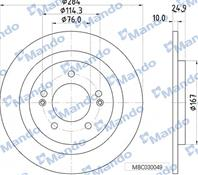 Диск тормозной KIA Ceed (12-) задний (EPB) (1шт.) MANDO
