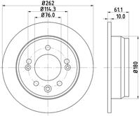 Диск тормозной HYUNDAI i30/ix35/KIA CEED/SPORTAGE задний D=262мм.