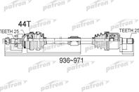 Полуось передний мост справа 25x936x71 8x25 abs:44