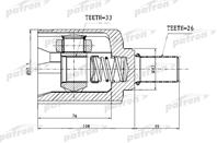 Шрус внутренний левый 26x43x33 renault duster 11-