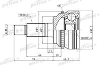 Шрус наружный с кольцом abs 31x65x36 abs:44t mazda