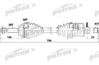 Полуось передняя левая 28x754x41 abs: 48t ford transit 2 2tdci  3 2tdci 07-