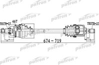 Полуось передний мост слева 27X674X60X25 ABS:46T H