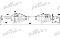 Полуось левая 28x796x104 5x36 ABS: 48T FORD TRANSI