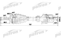 Полуось передняя правая 23x724x57.5x23 ABS: 44T RE