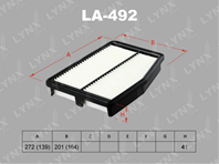 La-492 фильтр воздушный kia optima 2.0 10&gt lynxauto