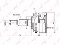 [CO1811A] LYNXauto ШРУС наружный передний  правый/левый