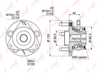 WH-1100 Ступица колеса | перед прав/лев | LYNXauto