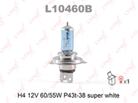 L10460B H4 12V 60/55W P43T-38 SUPER WHITE Лампа автомоб. LYNX