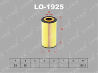 Lo-1925 фильтр масляный bmw 3(e36) 2.5d 91-98 / 5(e34/e39) 2.5d 91-03