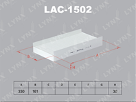 LAC-1502 Фильтр салонный OPEL Corsa C /Combo/Signum/Vectra/Tigra 8/99-: SAAB 9-3 1.8/1.9TiD/2.0T/2....