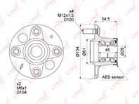 Wh-1079 ступица задняя в сборе с abs honda jazz(gd) 1.2-1.4 02-08 lynx