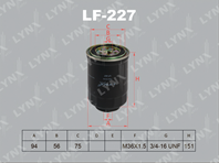 LF-227 Фильтр топливный LYNXauto